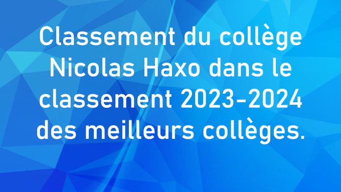 Classement du collège Nicolas Haxo dans le classement 2023-2024 des meilleurs collèges
